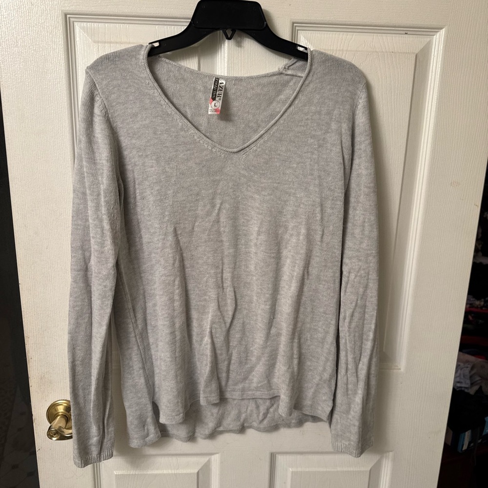 Gray V-Neck Sweater